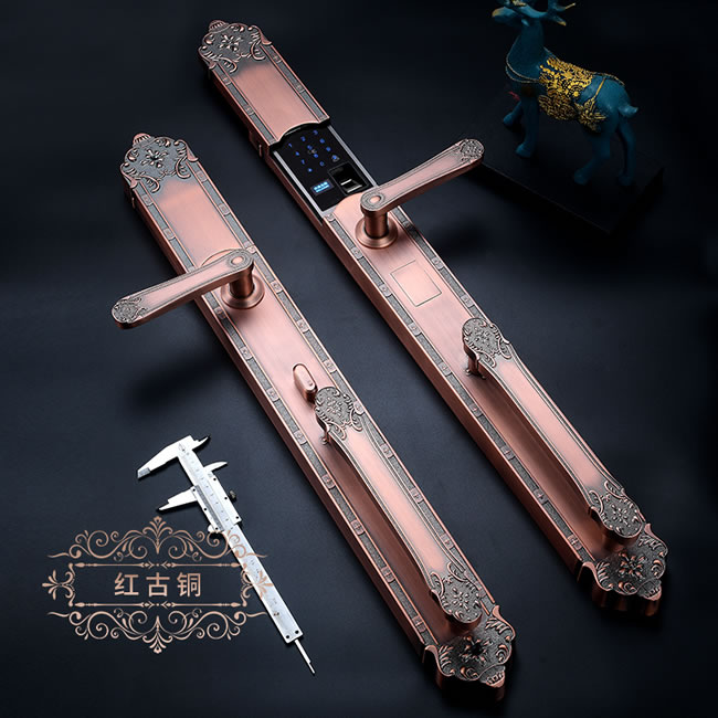 银驰长款别墅指纹锁 欧式雕花一触即开